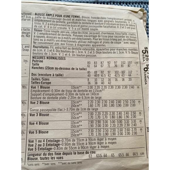 Simplicity 8301 pattern Blouse button down country size 8-14 - Picture 4 of 4